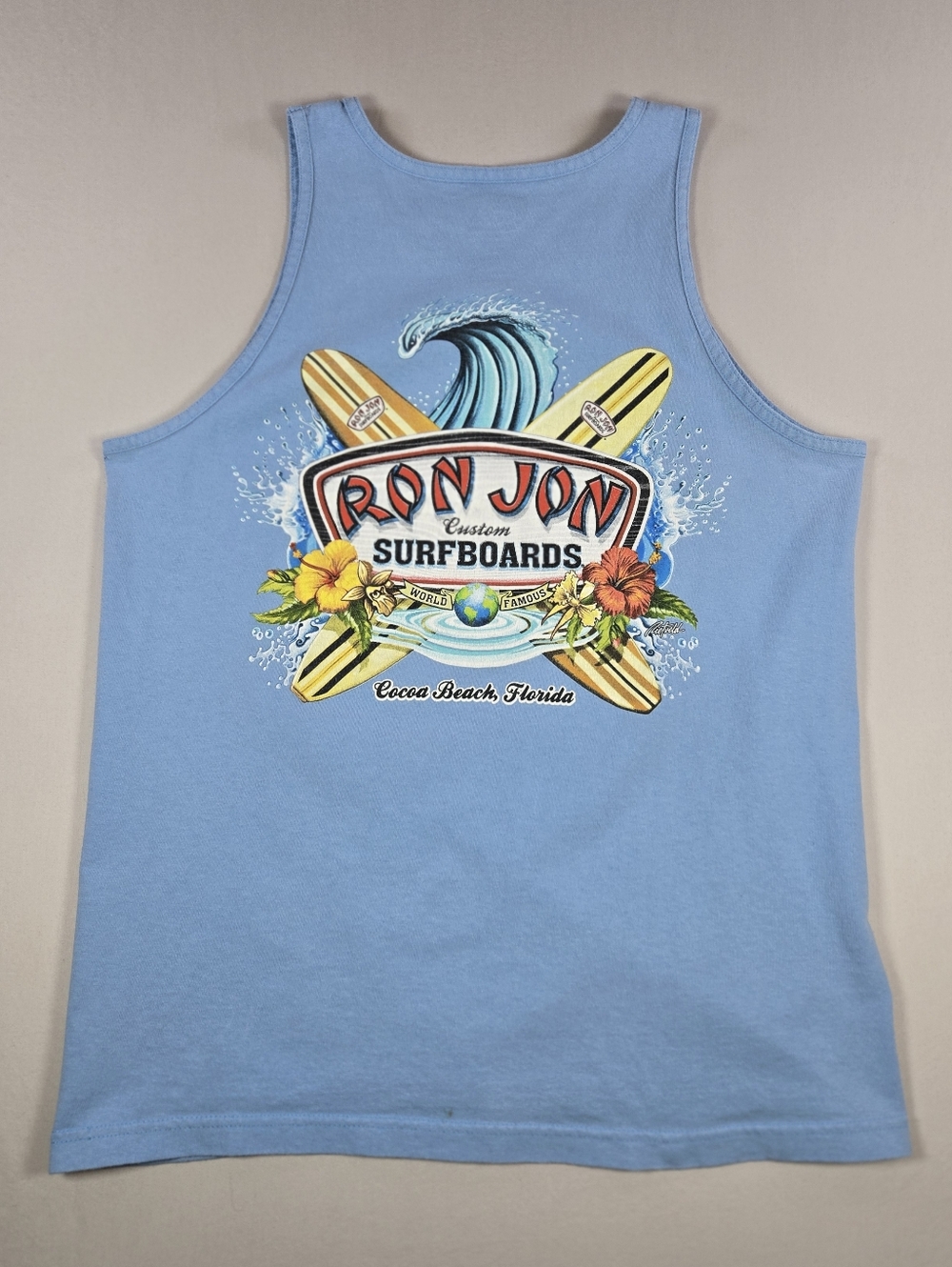 Ron Jon Surf Shop Cocoa Beach FL Floral Surf Tank Top Blue Size Large